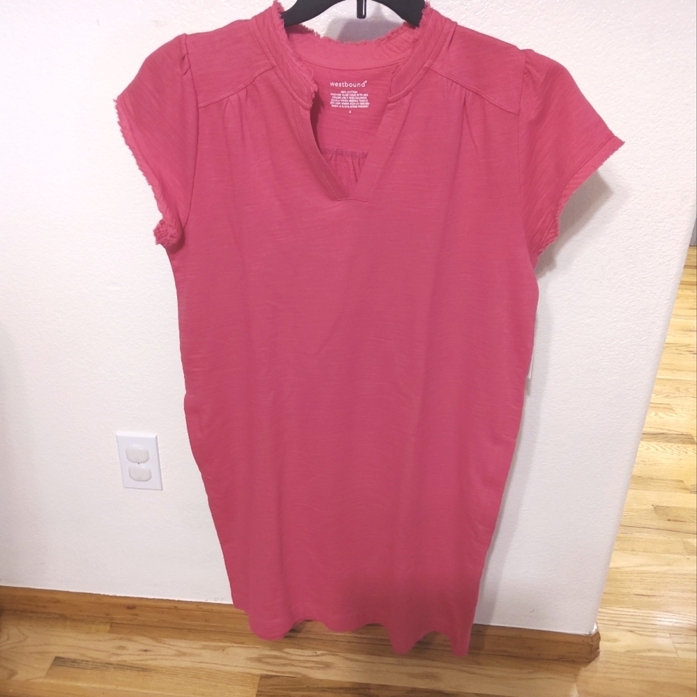 NWT Oversized Cotton Pink Dress w/Pockets S* Firm Price